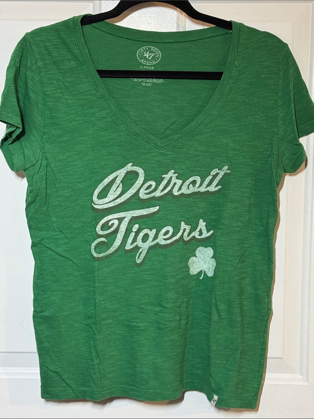 '47 Brand Green Detroit Tigers V-Neck Tee with Shamrock
